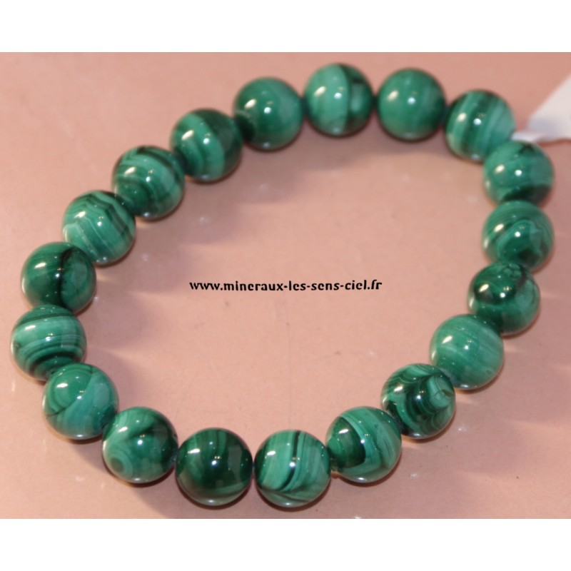 bracelet boules 10mm pierre malachite du CONGO