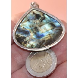 Pendentif pierre labradorite monté sur argent