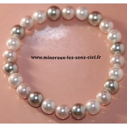 bracelet boules 8mm perles coquillage