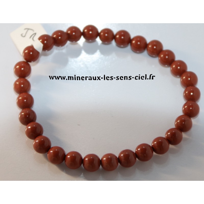 bracelet boules 6mm pierre jaspe rouge