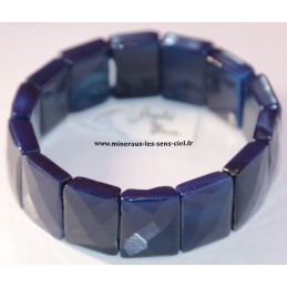 bracelet plaquette pierre agate bleue