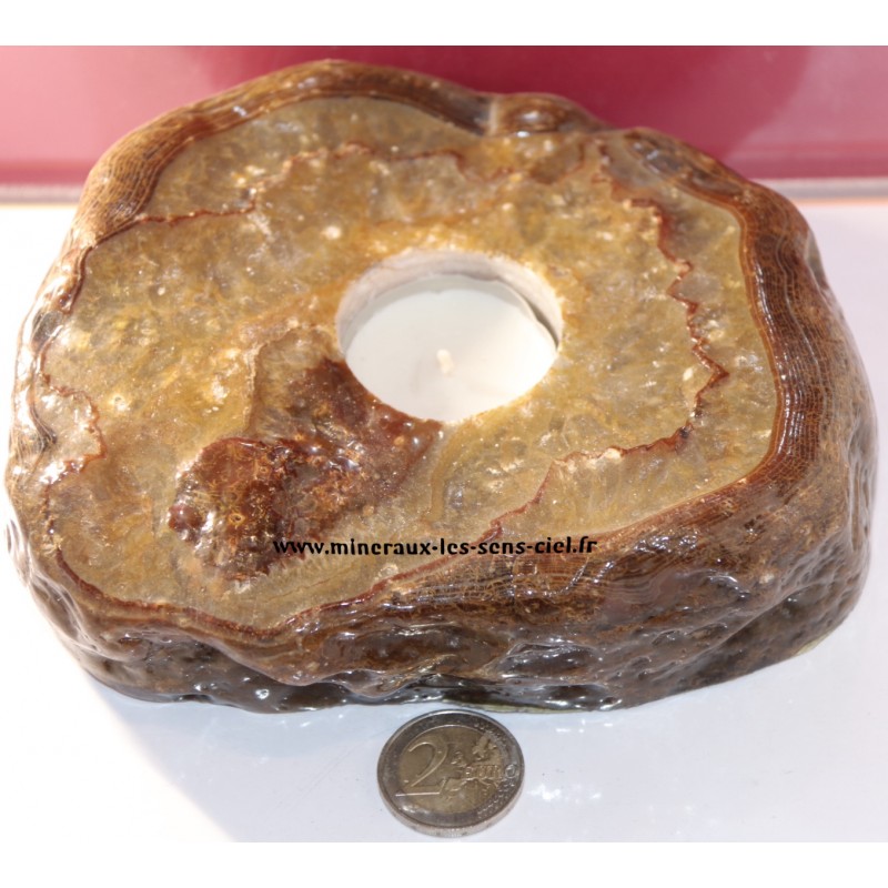 bougeoir en pierre agate naturelle