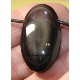 pendentif ovale pierre obsidienne pierre roulée