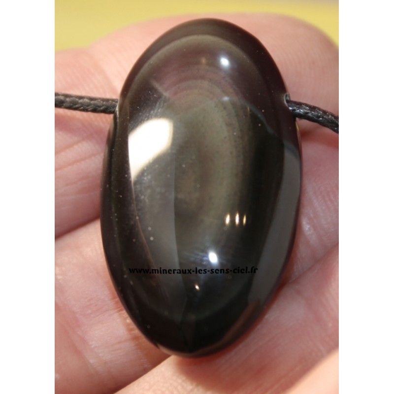 pendentif ovale pierre obsidienne pierre roulée