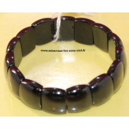 Bracelet plaquette pierre tourmaline noire