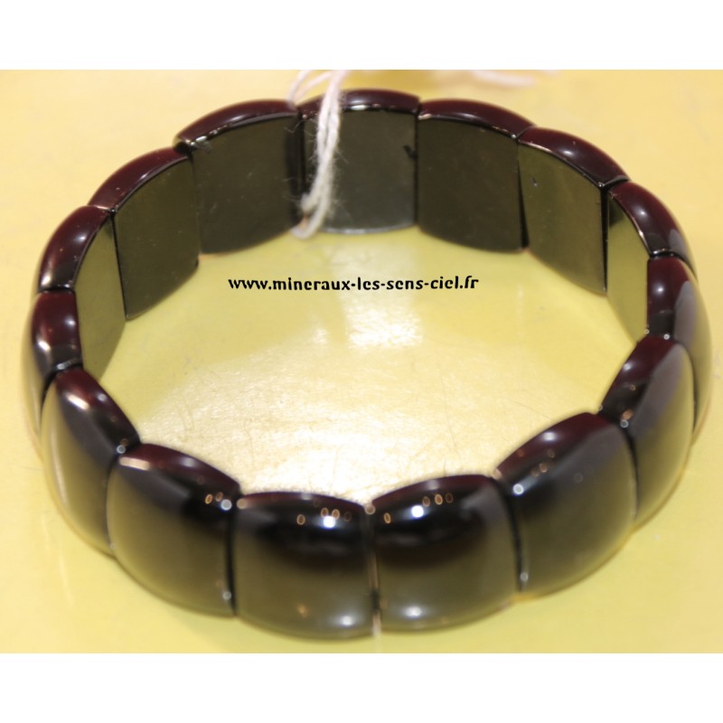 Bracelet plaquette pierre tourmaline noire