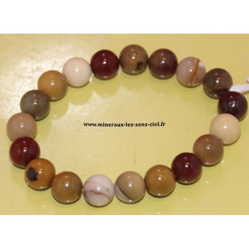 bracelet boules 10mm pierre mokaite ou mookaite