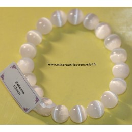 bracelet boules 10mm pierre sélénite blanche