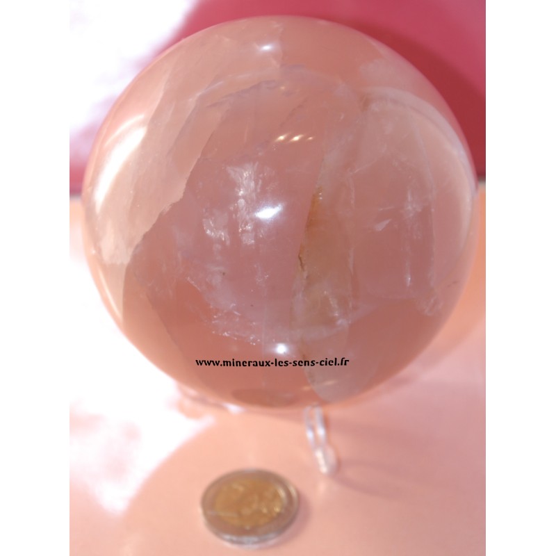 sphère en pierre quartz rose poli