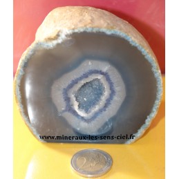 bloc de pierre brute poli agate bleue