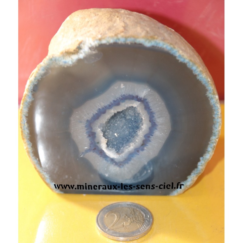 bloc de pierre brute poli agate bleue