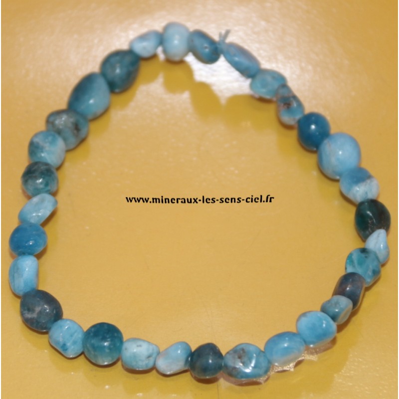 bracelet grains pierre apatite bleu