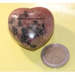coeur en pierre rhodonite poli
