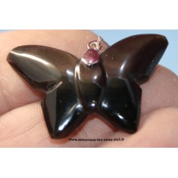 pendentif pierre obsidienne oeil celeste du Mexique