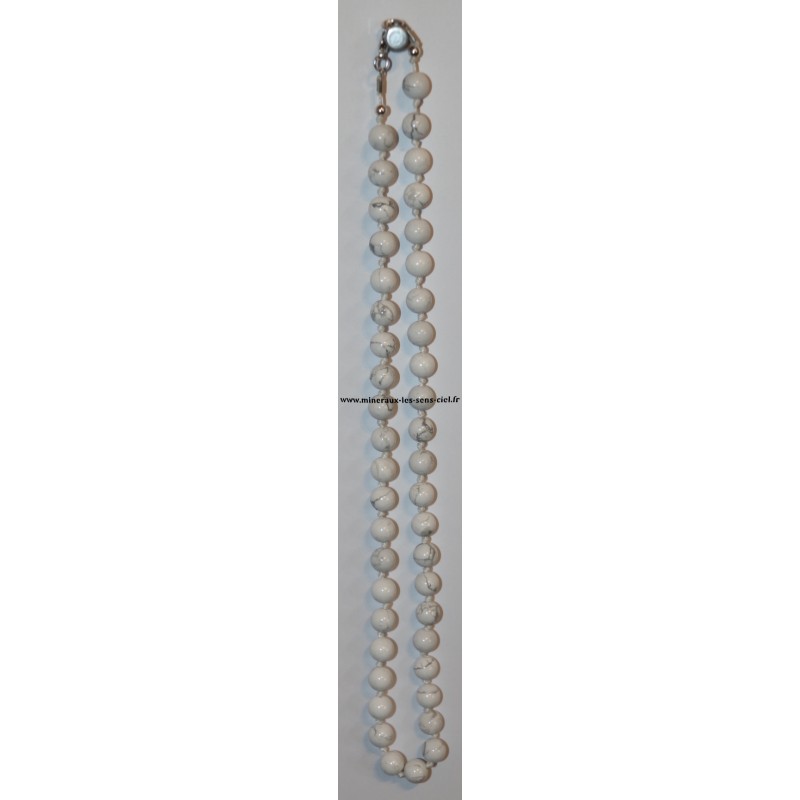 collier boules 8mm pierre magnesite 52cm