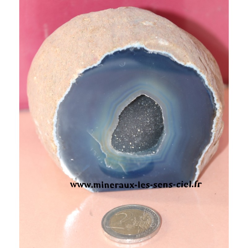 geode agate bleue brut poli