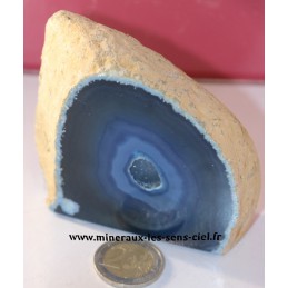 géode agate bleue brut poli