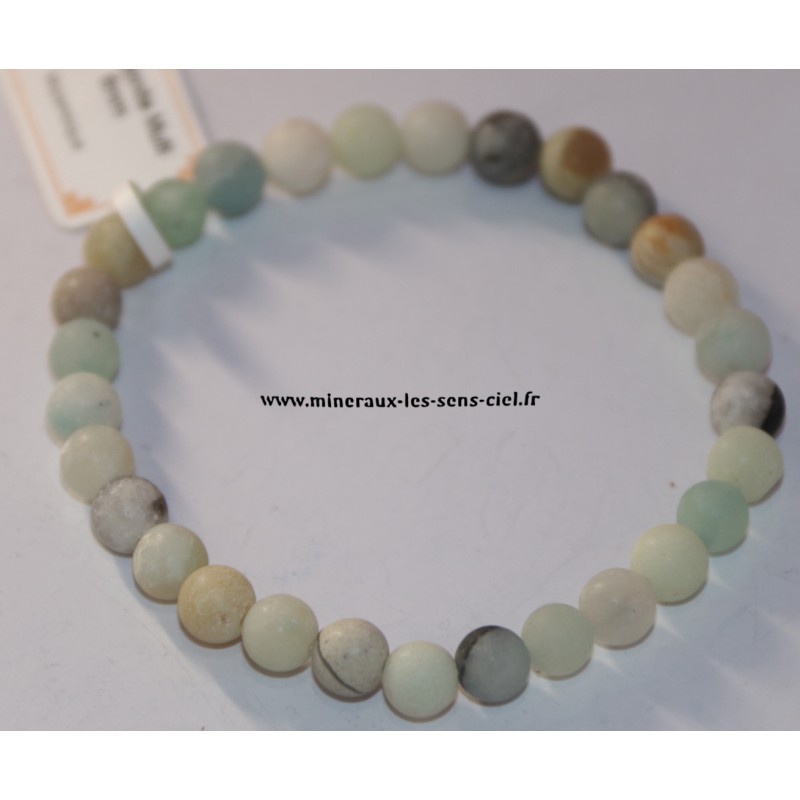 bracelet boules 6mm pierre amazonite mat