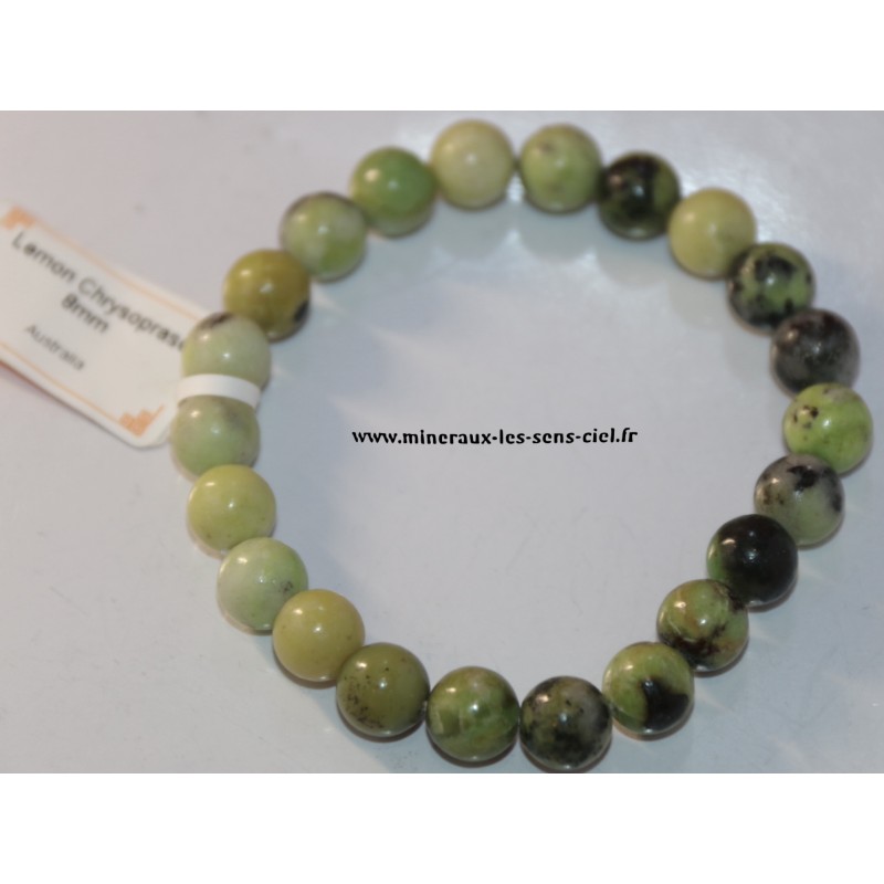 bracelet boules 8mm chrysoprase citron