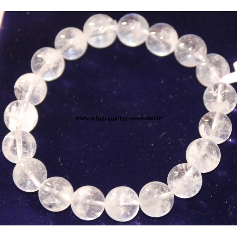 Bracelet Boules 10mm Quartz Fantôme