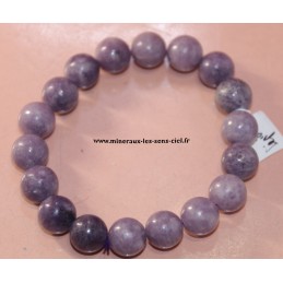 bracelet boules 10mm pierre lepidolite