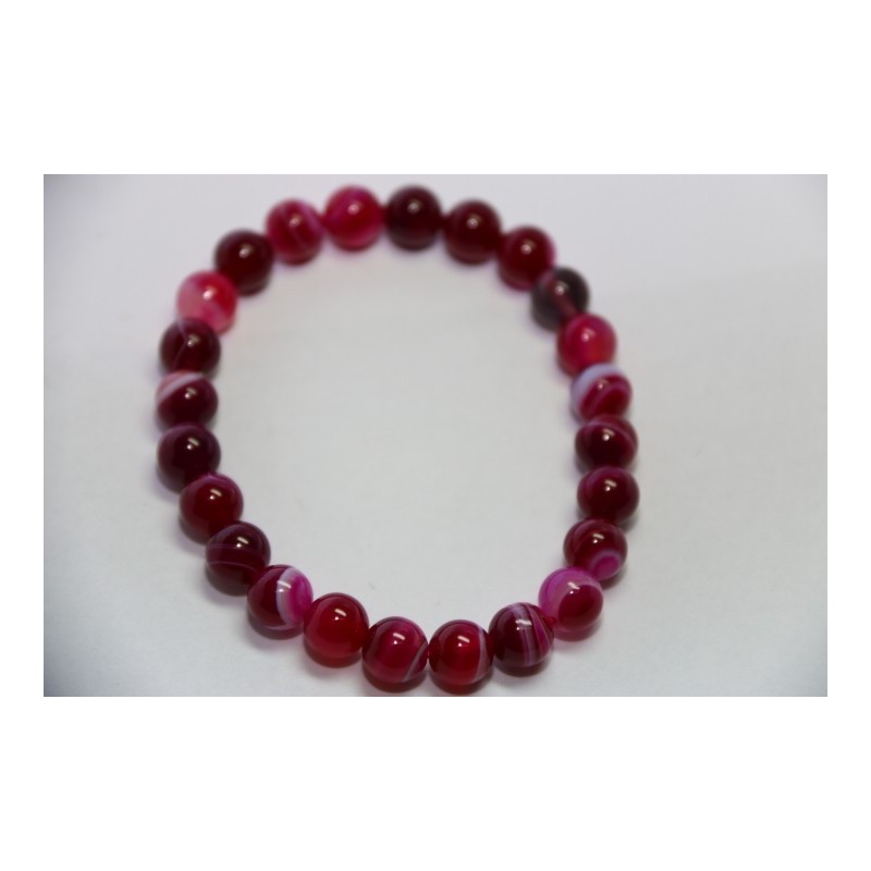 Bracelet Boules 8mm Agate Rose