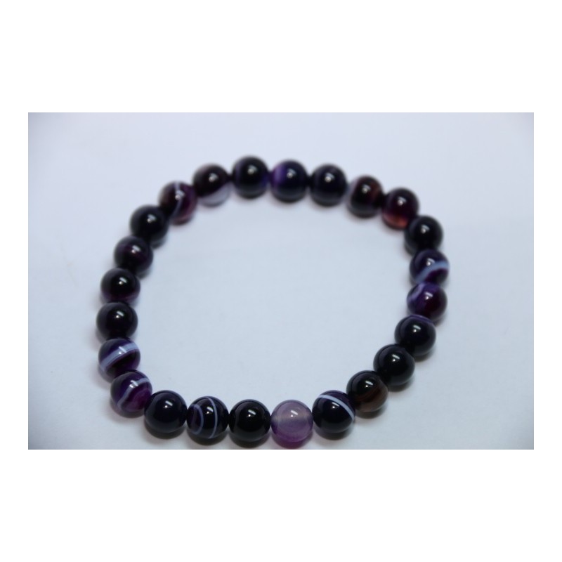 Bracelet Boules 8mm Agate Violette