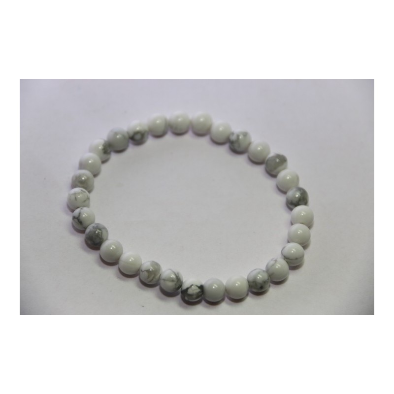 Bracelet Boules 6mm Howlite Blanche