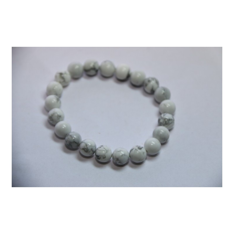 Bracelet Boules 8mm Howlite Blanche