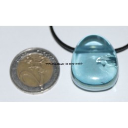 pendentif goutte pierre aqua aura poli