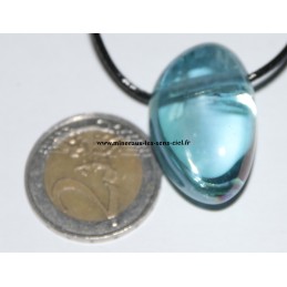 Pendentif Goutte quartz  Aqua Aura poli