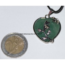 pendentif coeur pierre aventurine verte