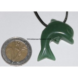 pendentif dauphin en pierre aventurine verte