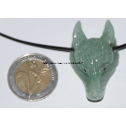 pendentif tête de loup aventurine verte
