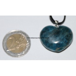 pendentif coeur apatite bleue poli
