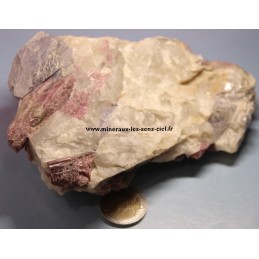 Bloc de pierre Rubellite - Mica - Gyps brut 750grs