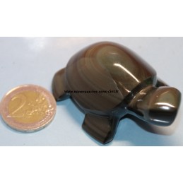tortue en pierre obsidienne oeil celeste du Mexique