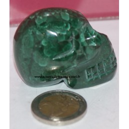 crâne ou tête de mort en pierre malachite du Congo