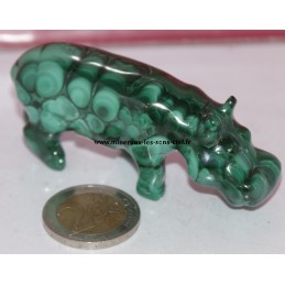 hippopotame en pierre malachite