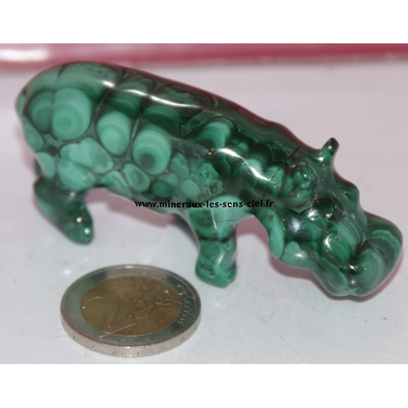 hippopotame en pierre malachite