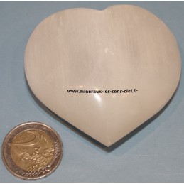 coeur sélénite blanche avec fleur de vie